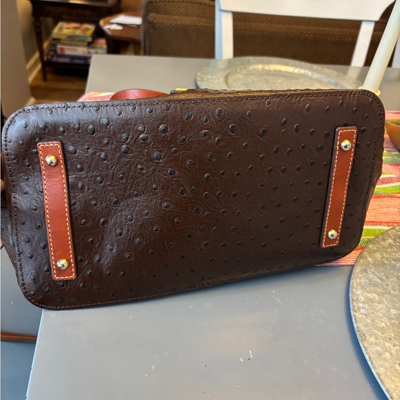 Dooney & Bourke Celeste Dark Brown Ostrich Leather Shoulder Bag - Picture 2 of 5